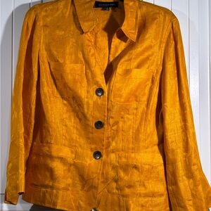 Gold Yellow Embossed Leaves Shacket Jones New York Vibrant Fall Color